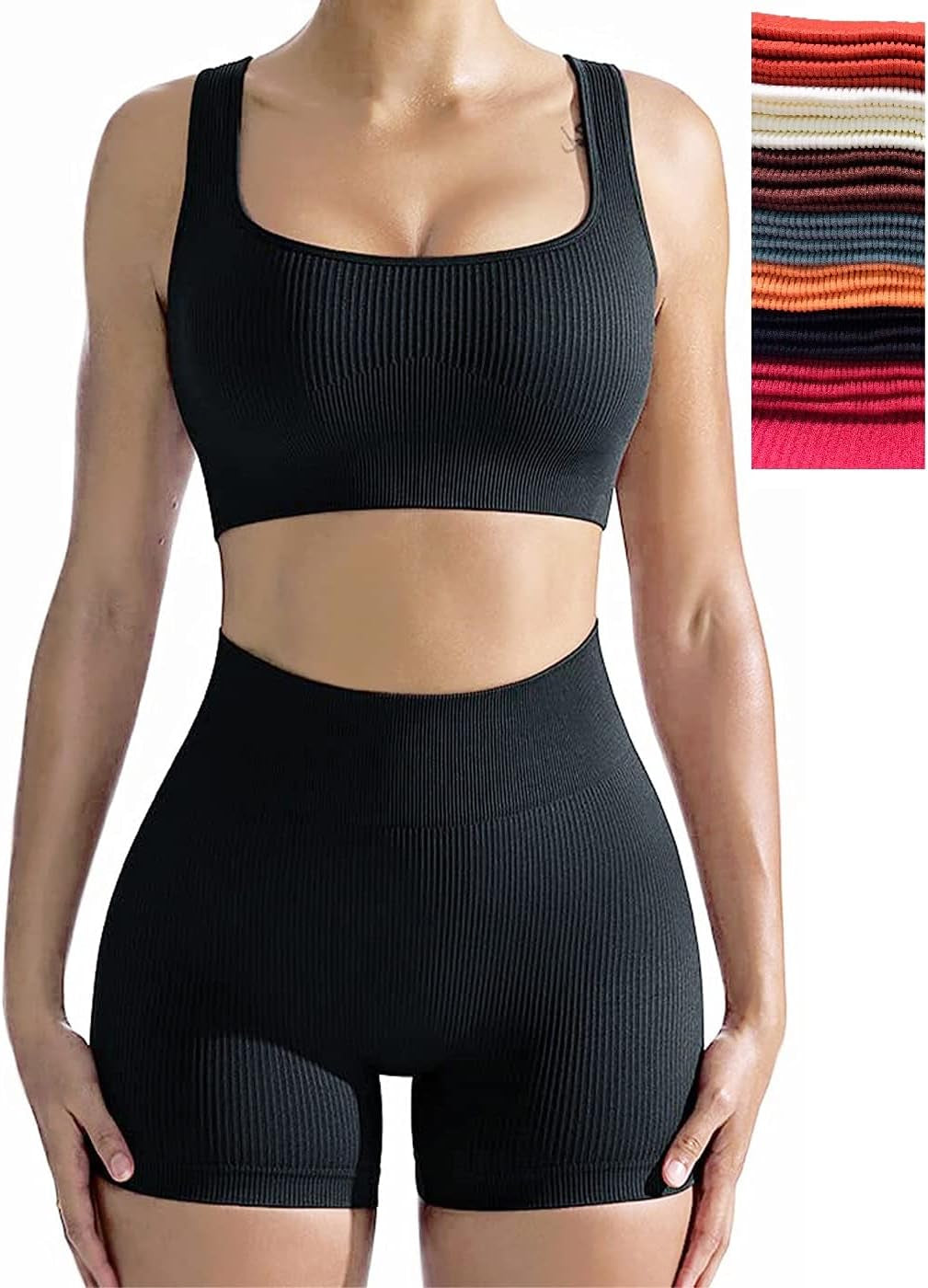 Workout Sets for Women Seamless Crop Tops Leggings Matching 2 Pieces Outfits Two Piece Yoga Workout Outfits